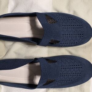 New Comfortable and Stylish Navy Blue Knit Slip-On Shoes